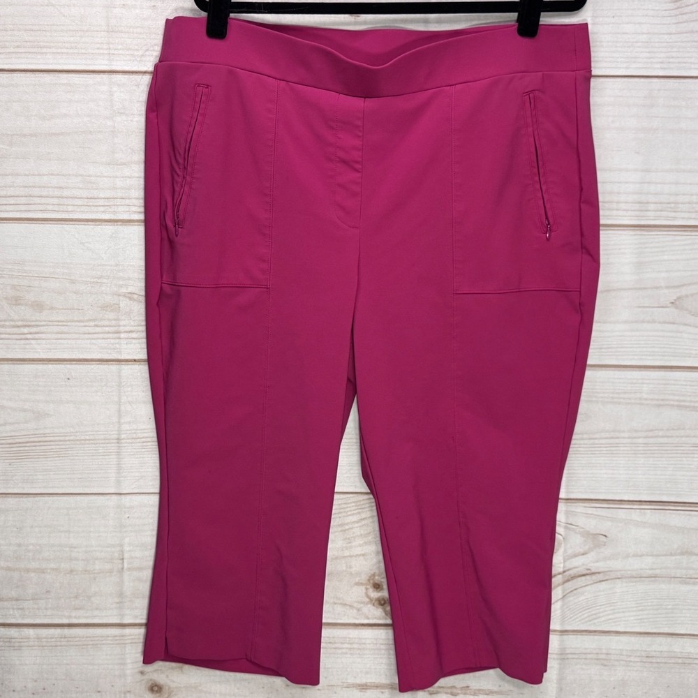 Lane Bryant Capri Pants Womens 20 Pink Excellent Stretch Zipper Pockets Cropped
